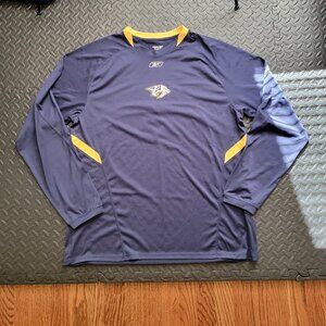 Nashville Predators Reebok Play Dry Long Sleeve Hockey Shirt, Blue, Men's Large
